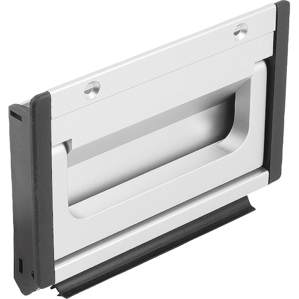 Recessed Handle Fold-Down, L=118, H=90, Form:B, Screw On Aluminum, Natural Anodized, Comp:Polyamide